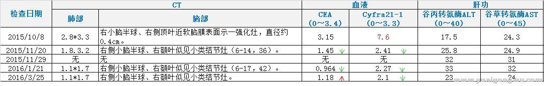 历次检查结果清单